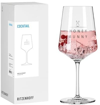 RITZENHOFF 8171013 Cocktail-Glas 500 ml, Serie Sprüche, mit lustigem Schriftzug Honey Bunny als Ostergeschenk - Made in Germany