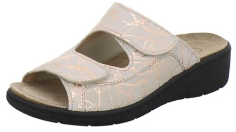 AFS-Schuhe 27832 Mules Hallux pour femme en cuir avec semelle interchangeable, chaussons confortables pour femme avec fermeture , fabriquées en Allemagne, beige, 38 EU