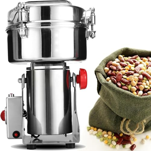 Grain Mill Electric 800g/1000g/1500g/2000g/2500g/4500g, Electric Mill Stainless Steel Graingrinder & Commercial Motor Grinding Stone Mill Grain with 35000 RPM for Nuts/Cereals 2000g