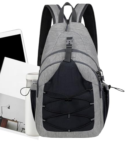 Generisch Chest Bag, Sling Backpack, Travel Organizer, Lightweight Anti-Theft Design, Adjustable Strap Comfort, Perfect for Men, Women, Hiking, Running, Camping, Workout, Party Use, Black Gray