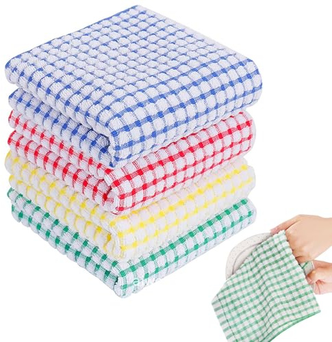 Geoyien Paños de Cocina, Trapos Cocina, Bayetas Microfibra, 38x69cm, 4 Piezas, AlgodóNnPuro,Fuerte Absorción de Agua y Reciclable