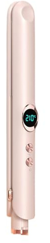 dwxnauixl Plancha de pelo inalámbrica, recargable, de viaje, doble, para alisar y rizar, con pinza inalámbrica, rosa, carga