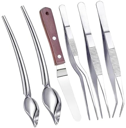 Qianly 6 Piezas Juego de Emplatado Profesional con Pinzas de Cocina Cucharas de Salsas Y Raspador para Técnicas Variadas Adecuado para Chefs de, 6 Uds., tal como se describe