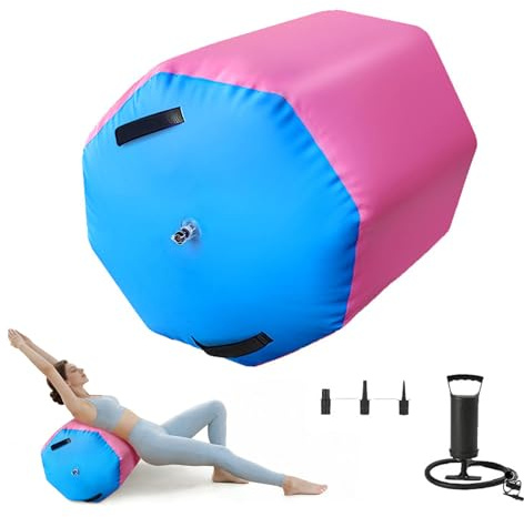 Rouleau de gymnastique gonflable 80 x 100 cm, avec pompe à air, tapis de gymnastique octogonal, pour yoga, entraînement, fitness, gym, exercice à la maison