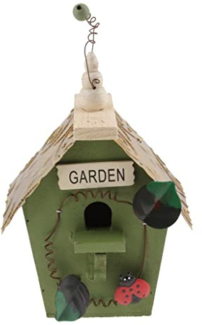 ZZTDHG Country Cottages Holz-Vogelhaus zum Aufhängen, Vogelhaus, Eigentumswohnung, Gartendekoration, Outdoor, rustikal, bunt, handgefertigt