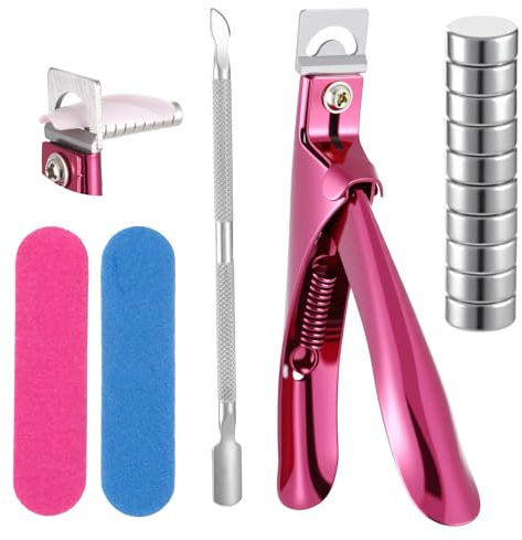 TIESOME Akrylnagelklippare, gelnaglar, nagelklippare med 10 st magneter, 2 st nagelfil, 1 st stål, push metall, gelnagelklippare för konstgjorda naglar, gelnaglar, akrylnaglar, fingernaglar, falska