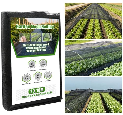 Thickened Nano Black Garden Insect Mesh Netting, 2x10M Ultra Fine Barrier Cover for Vegetables Fruits & Flowers—Reusable Bird Net, Pest Protection with 30% Shade Rate for Raised Beds, Patio & Balcony