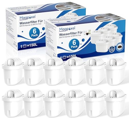 Wasserfilter Kartusche BRITA-kompatibel, 12er-Pack, Extra Kalkschutz | Filtert PFAS, Chlor, Blei & Kalk, klarer Geschmack, schützt Geräte, für alle BRITA-Kannen