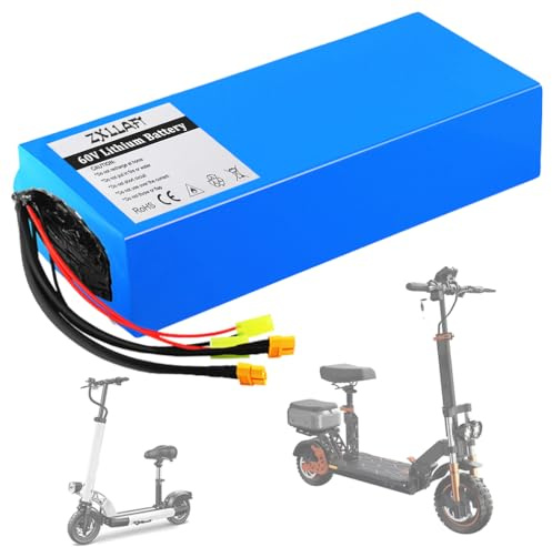 ZXLLAFT Batería de Repuesto 60 V 12 Ah 15 Ah 25 Ah y 30 Ah Batería de Litio 20 Ah Baterías Recargables 60 V Baterías Patinete eléctrico con BMS para Kit Motor 250 W a 1800 W,60v30ah