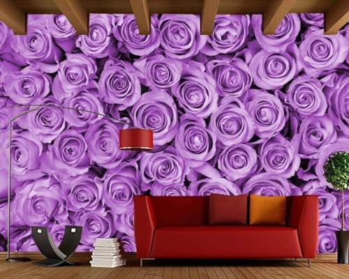 XLMING Minimaliste Créatif Beau Violet Floral 3D Papier Peint Premium Texturé Soie Bureau Salle à Manger Salon Chambre Coucher Canapé TV Mur-150cm×105cm
