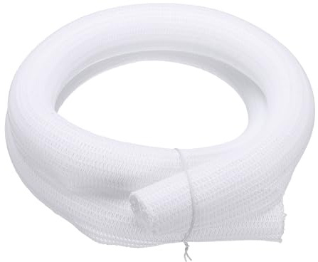 sourcing map Split Sleeve Wire Loom 2 5Ft White Self Wrapping Braided Sleeve UL94-V2 Fireproof PET Sleeving for Automotive, Home Cable Management