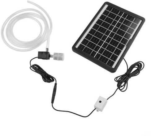 Micpointik Set pompa dell'acqua a pannello solare da 6 W, 9 V, pompa sommersa da 12 V con portata di 240 l/h, tubo da 2 m e filtro per laghetto, acquario, fontana e giardino