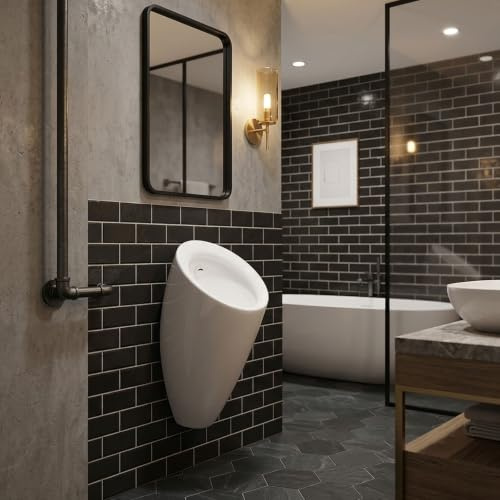 Orinatoio Sospeso con Sensore Intelligente Uomo, Orinatoio in Ceramica Salvaspazio, Orinatoios con Scarico Automatico per Bagno Domestico o Ufficio Commerciale