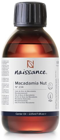 Naissance Macadamianussöl (Nr. 234) - 225ml - Macadamia öl - für Gesicht, Haare. Wimpern, Haut - Körperöl für Massage und Kosmetik