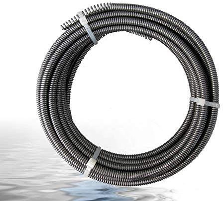 Drexl Adapter-Spirale 8 mm x 7,5 m lang mit Keulenbohrkopf | Rohrreinigungsspirale für Hand- und Elektromaschinen zur Rohrreinigung in Siphons, Küchen-, Bad- und Abflussrohren.