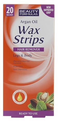 BEAUTY FORMULAS ARGAN OIL WAX STRIPS, 20 Count (Pack of 3)