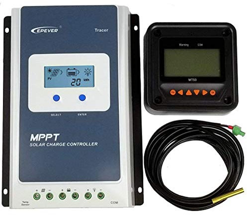 EPEVER MPPT Solar Ladegerät Tracer AN 40A mit 12V / 24V DC Automatische Identifizierung Systemspannung(40A+MT50+RTS)
