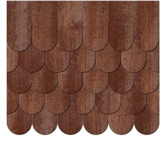 Placage en bois véritable foncé bardeaux Coupe – semi-circulaire – Alsacien/rond – Tailles et de la quantité Sélection, Lot de 500, 55mm x 27.5mm