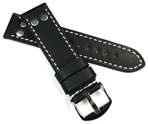 Sulla RIOS 1931 Vintage Kalbsleder Deutsch robust Uhrenarmband Pilot 22 mm | Kalbsleder, schwarz, 22 mm Anstoßbreite, Dornschließe, 4.0 mm Stärke