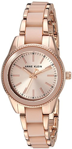 Anne Klein Women's Rose Gold-Tone and Light Pink Resin Bracelet Watch