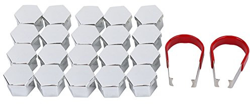 20pcs 17mm Écrou de Roue de Jante, Keenso Bouchon à Vis Boulon Ecrou Couvre Capuchons de Protection Hexagonal Couvre les Cosses Coque Moyeu de Pneu avec Outils de Suppression