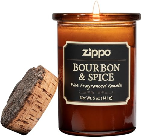 Zippo - Spirit Candle, Bourbon & Spice, Scented Candle in a Glass, 141 g, Unique Fragrance, Stylish Gift for Special Moments