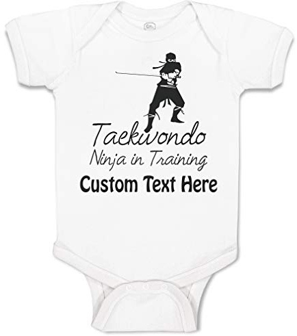 Custom Personalized Baby Bodysuit Taekwondo Ninja in Training Sport Funny Cotton Boy & Girl Baby Clothes A White Personalized Text Here 6 Months