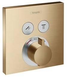 hansgrohe ShowerSelect Modern Minimalist Auto Temperature Control Thermostatic Shower Valve Trim with Diverter in Brushed Bronze, 15763141