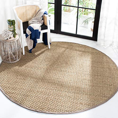SAFAVIEH Alfombra De Fibra Natural Sala de Estar, Comedor, Dormitorio - Natural Fiber Collection, Pelo Corto, Natural, 91 X 91 cm