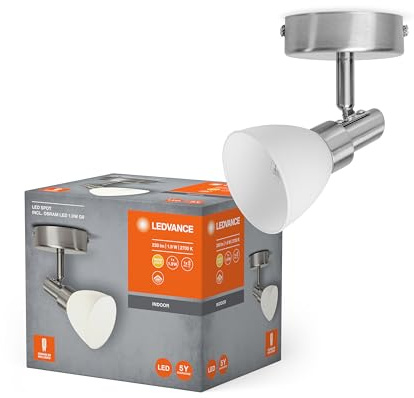 LEDVANCE LED Foco, foco 1 llama de calidad fabricado en aluminio, apto para paredes y techos interiores, lámpara recambiable G9 2W incluida, blanco cálido (2700K), LED SPOT G9 1x2W