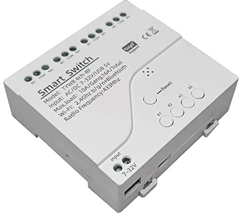 MHCOZY 4 Kanal USB 5V AC/DC 7-32V Smart WiFi Drahtloses Trockenkontakt Relais Schaltmodul, Tuya Smart Life App-Fernbedienung, Arbeiten mit Alexa Google Home