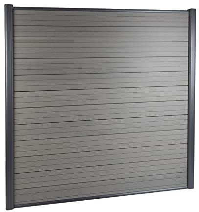 KARAT - Clôture de Jardin en WPC ignifuge - Brise-vue avec poteaux en WPC - Kit complet - Enclos du Jardin Terrasse Garage - Écran d'intimité résistant aux UV et intempéries - Gris 180x180 cm