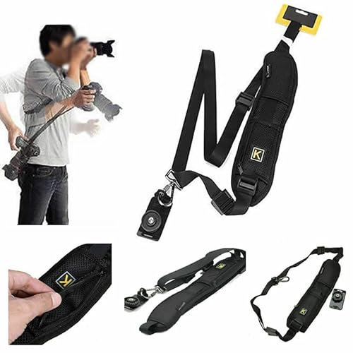 Buy-Simplicity® Quick Release Sling Black Camera Strap Single Shoulder | Adjustable, Anti-Scratch, and Durable | SLR DSLR Camera Strap Accessories