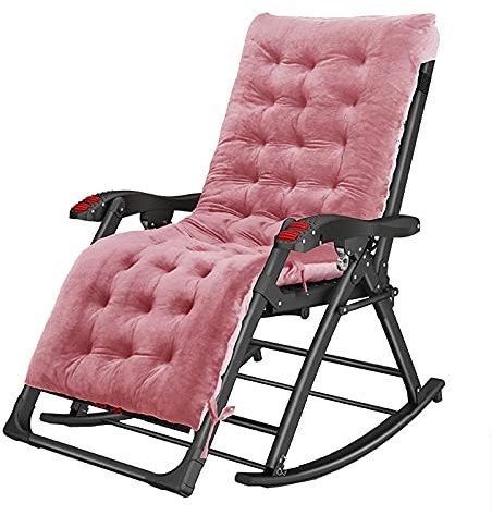 WANWEN Renovation House Patio Lounge Chairs Massage Leisure Sun Lounger Home Adult Senioren Schaukelliege Siesta-Liege Folding Old Man Portable Nap Chair(Color:Pink Crystal Cushion) Little Surprise
