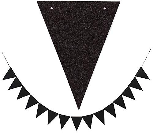 GAKA FAVOR Wimpelkette Schwarze Wimpel Dreiecksflagge Banner 10 Meter für Party-Dekorationen, 30 Flaggen