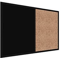 ALLboards Kombitafel 2 in 1 Schwarze Magnetische Kreidetafel & Kork-Pinnwand schwarz magnetisch 90×60cm Holzrahmen Schwarz Lackiert, Korktafel Schwarze Magnetische Kreidetafel