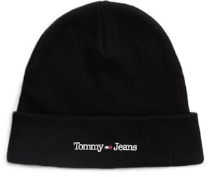 Tommy Jeans Herren Strickmütze Sport Beanie mit Logo, Schwarz (Black), Einheitsgröße