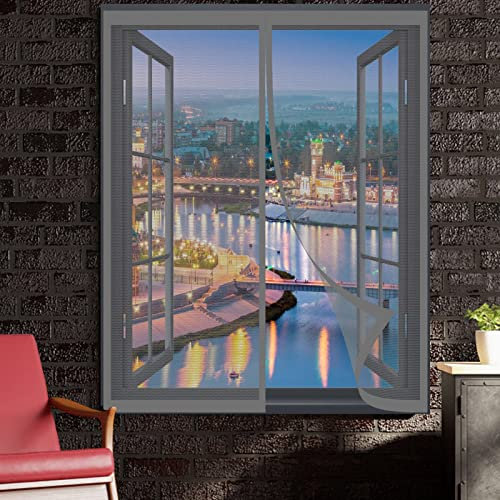 Insektenschutztür Fliegenschutz 135 x 190 cm Fliegengitter Fenster Kein Bohren Kinderleichte Montage Fenster-Fliegengitter Für Alle Fenster Bis, Grau