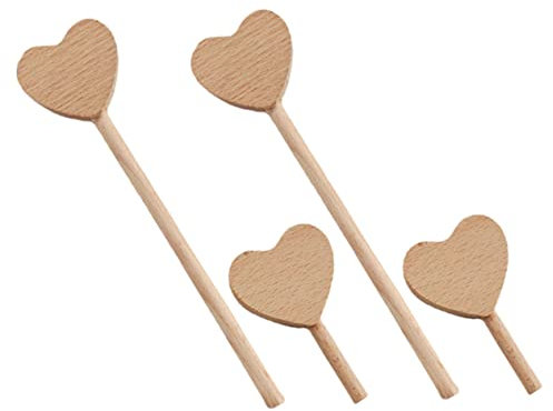 Garneck 4 Stück Liebesstock Herz Aus Holz Ornamente Präsentieren Herz Wählt Dekoration Holz EIS Am Stiel Hölzerne Wachsstäbe Eisstiele Basteln Eisstock Kuchen Dessertlöffel Prinzessin