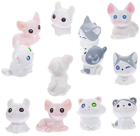 Beatifufu 12stücke Miniatur Katzenfiguren Aus Kunstharz Tierstatuen Für Haus Und Bürodekoration Winzige Katzenornamente Für Mikrolandschaftsdekor Bastelarbeiten