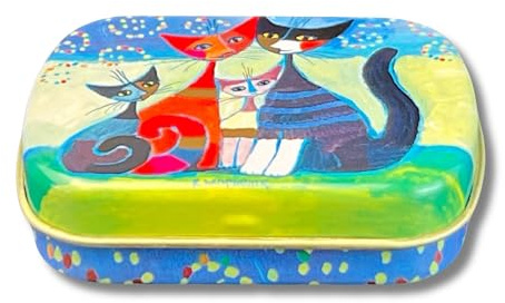 Pillendose, Bonbondose Minidöschen - FridolinEdition - Metall Motiv Momenti di felicità -Maße: b/h/t: 6,0 × 1,8 × 5,0cm