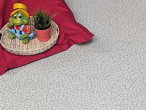 PVC Bodenbelag Vinylboden in silber grauen Kästchen, Zuschnitt (2m breit / 3m lang)