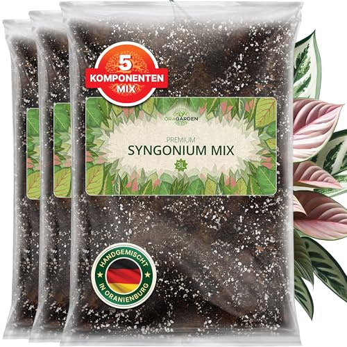 ORAGARDEN Syngonium Erde für Zimmerpflanzen und Garten - 9L Syngonium Substrat für Pflanzen, Palmen, Blumen, Grünpflanzen - 5 Komponenten Blumenerde