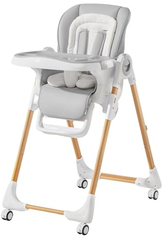 Mallify Convertible High Chairs for Babies and Toddlers, Height Adjustable Baby High Chair, High Chair with Removable Tray, Adjustable Backrest, Portable Baby Dinning Chair with Lockable Wheels