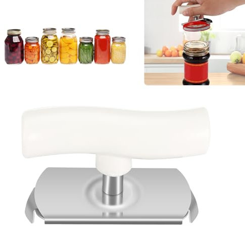 Apriscatole regolabile,Apri vetro,apribottiglie,apribottiglie facile da aprire, per artrite senza sforzo per mani deboli degli anziani (Bianco)