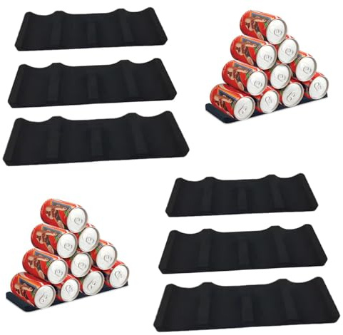 Serenelight 6 Piezas Portabotellas Nevera, Botellero para Refrigerador, Organizador Botellero Nevera,Estante Botellas Frigorifico, para Cocina, Frigorífico, Encimera, Despensa (black)