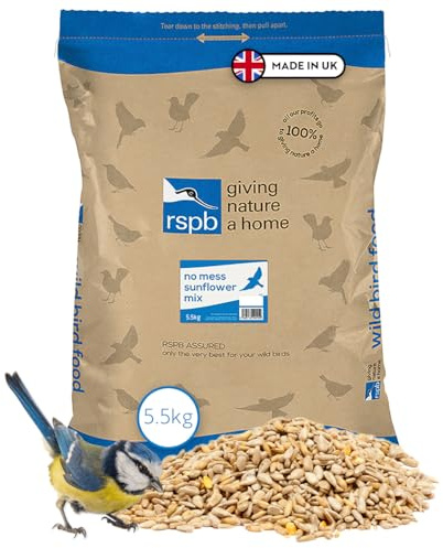 RSPB - No Mess Sunflower Hearts for Birds, High Energy and Protein, Wild Bird Food, Great for Feeders, Husk Free, Made in the UK (5.5kg)