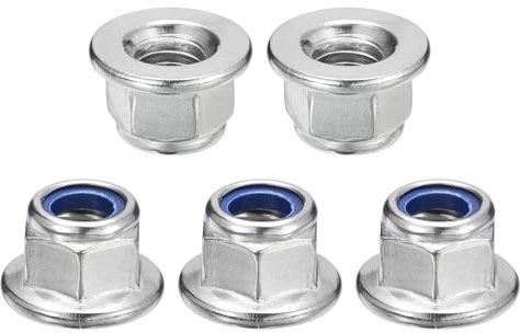 TA-VIGOR 15Pcs M6 x 1mm Flange Lock Nuts, Stainless Steel Nylon Insert Hex Self Locking Nuts for Industrial Construction Fasteners