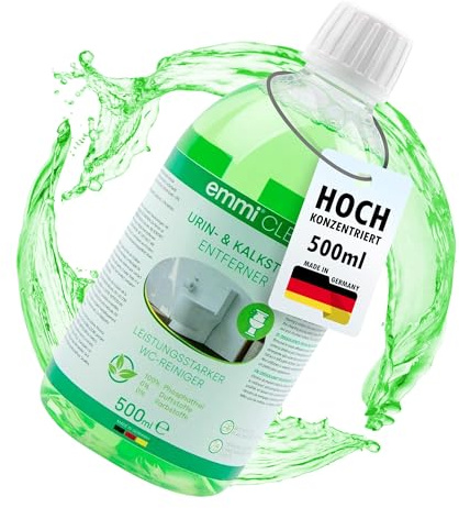 emmi-Clean Urin- und Kalkstein Entferner - Entfernt hartnäckigste Ablagerungen, Bakterien & Gerüche I Gel-Formel haftet am Toilettenrand I 100% Phosphatfrei I WC-Reiniger 500ml