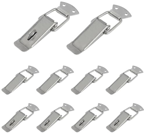 10 Pezzi Chiusura A Leva, 72mm Fermaglio a Molla Leva Chiusura di Tensione in Acciaio Chiusura a Scatto Angolare Inox per Cassette Degli Attrezzi Armadi Cassetti